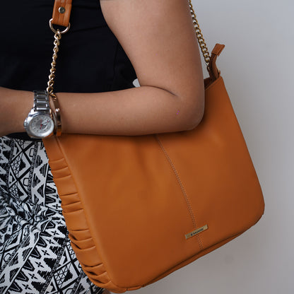 Bagmire Chic Chain Strap Hobo Bag For Women-Brown