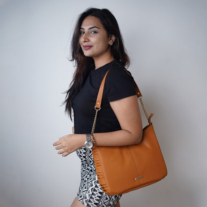 Bagmire Chic Chain Strap Hobo Bag For Women-Brown