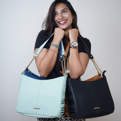 Bagmire Chic Chain Strap Hobo Bag For Women-Black