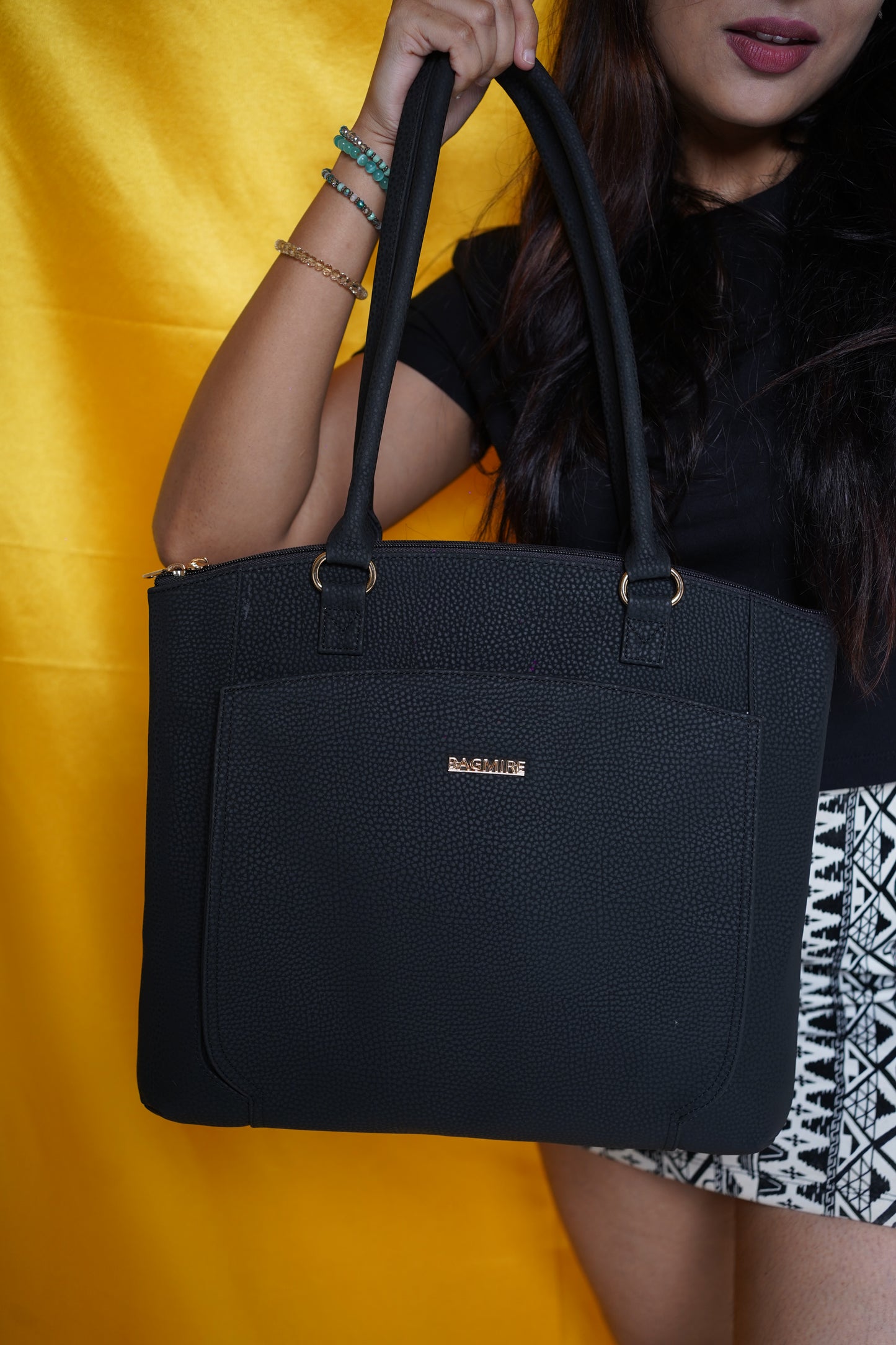 Women's Black Faux Leather Tote Bag| Spacious Shoulder Bag