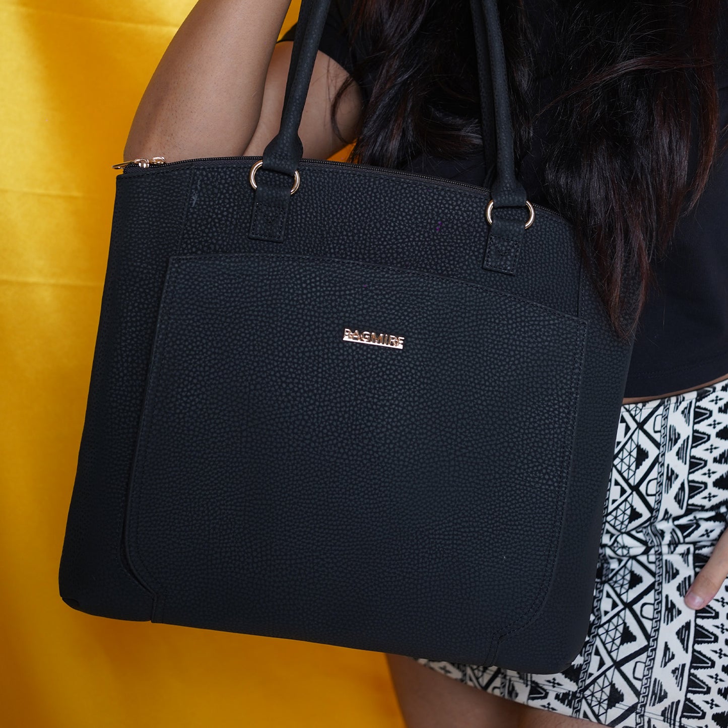 Women's Black Faux Leather Tote Bag| Spacious Shoulder Bag