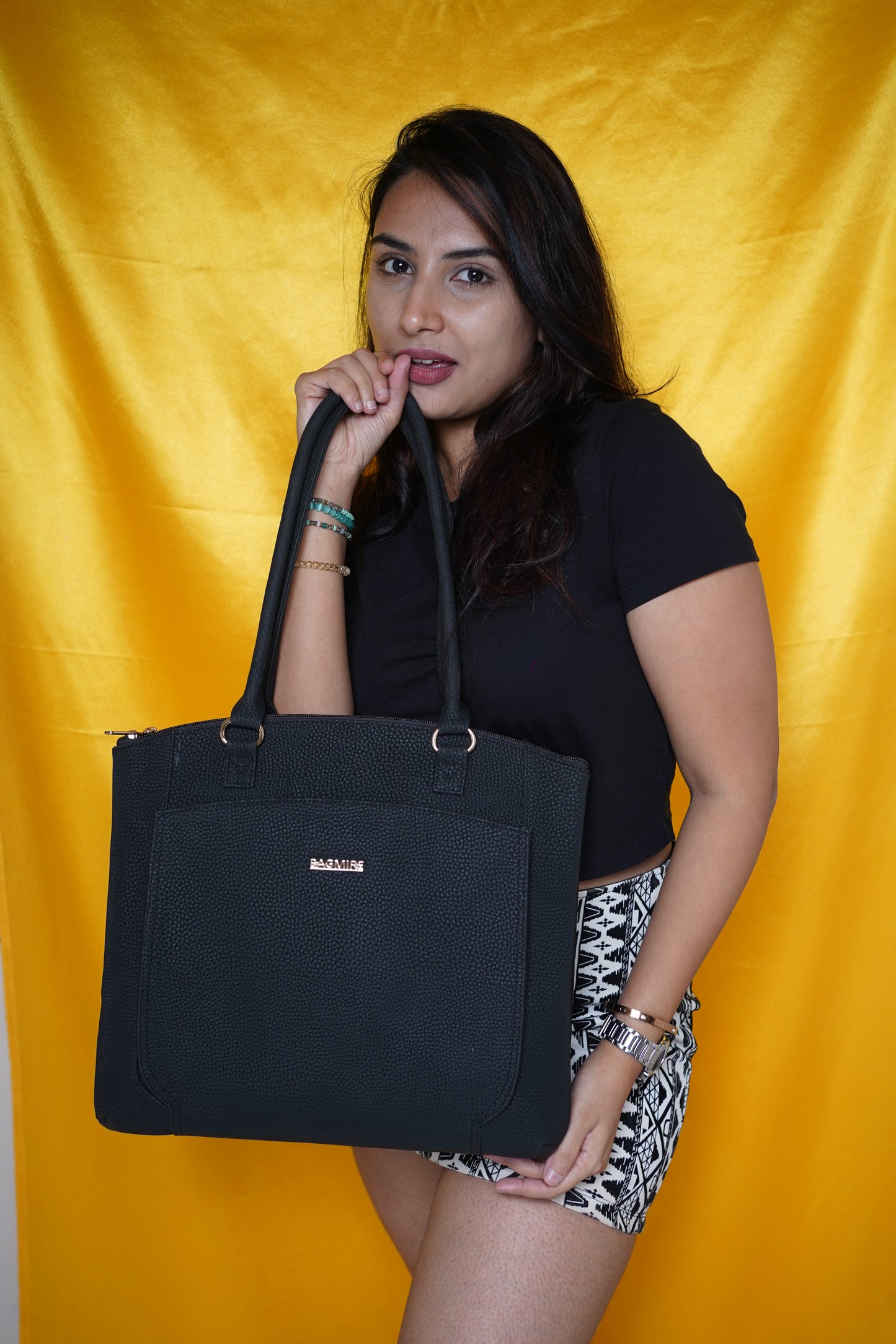 Women's Black Faux Leather Tote Bag| Spacious Shoulder Bag