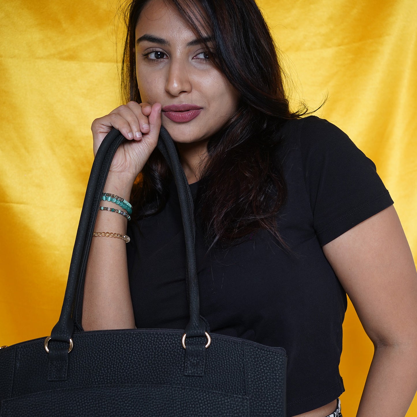 Women's Black Faux Leather Tote Bag| Spacious Shoulder Bag