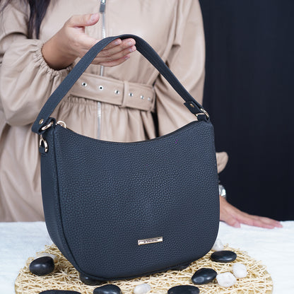 Modern Faux Leather Hobo & Crossbody Bag-Adjustable Strap For Everyday Style-Gray