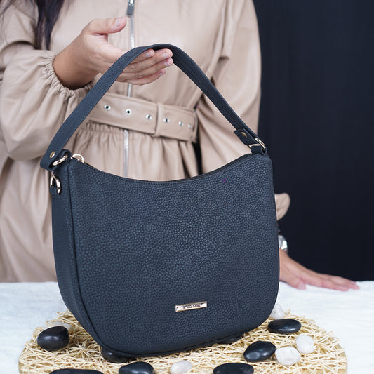 Modern Faux Leather Hobo & Crossbody Bag-Adjustable Strap For Everyday Style-Gray