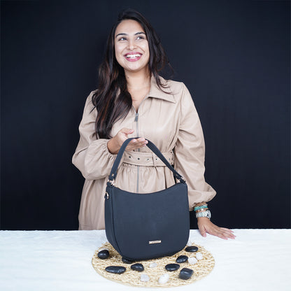Modern Faux Leather Hobo & Crossbody Bag-Adjustable Strap For Everyday Style-Gray