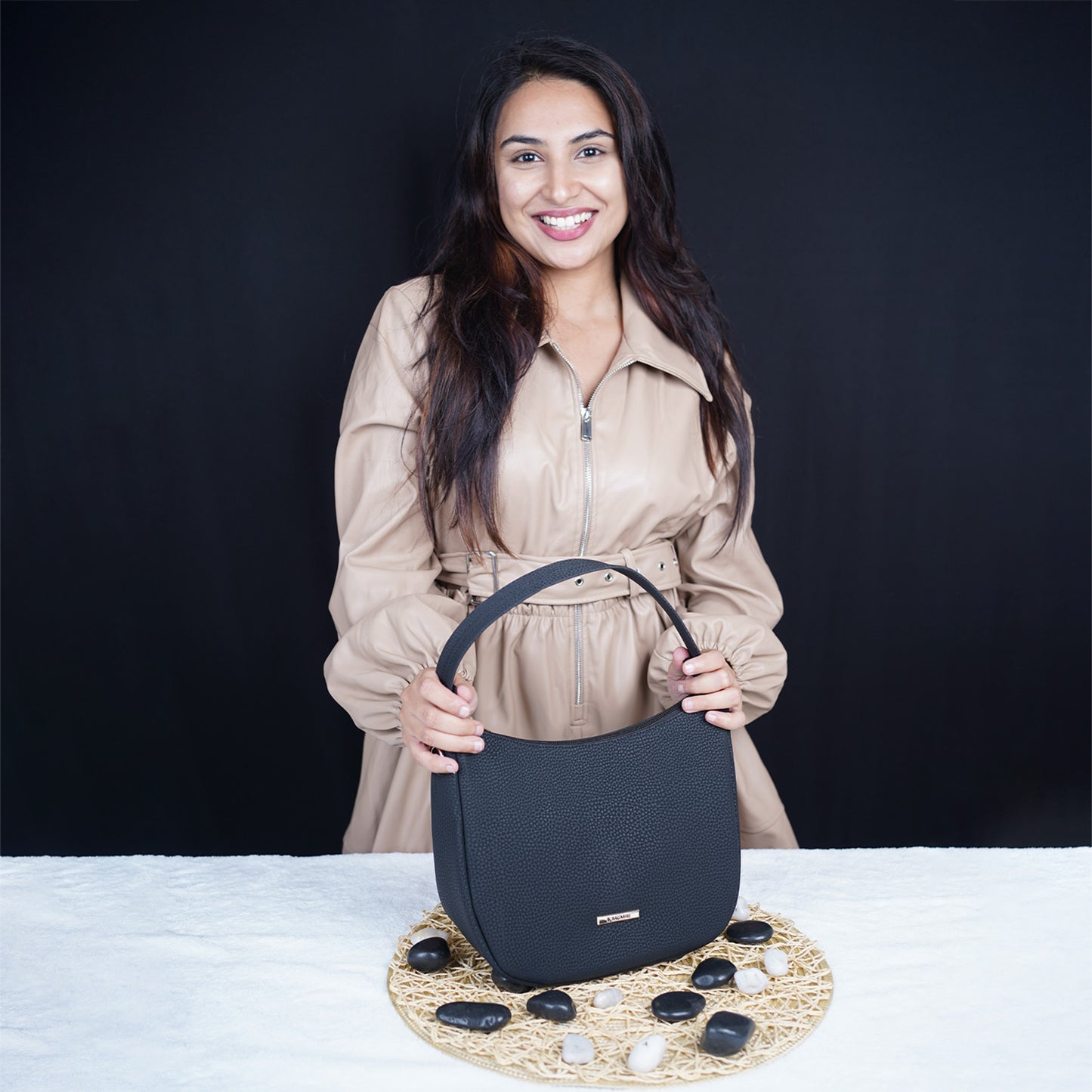 Modern Faux Leather Hobo & Crossbody Bag-Adjustable Strap For Everyday Style-Gray