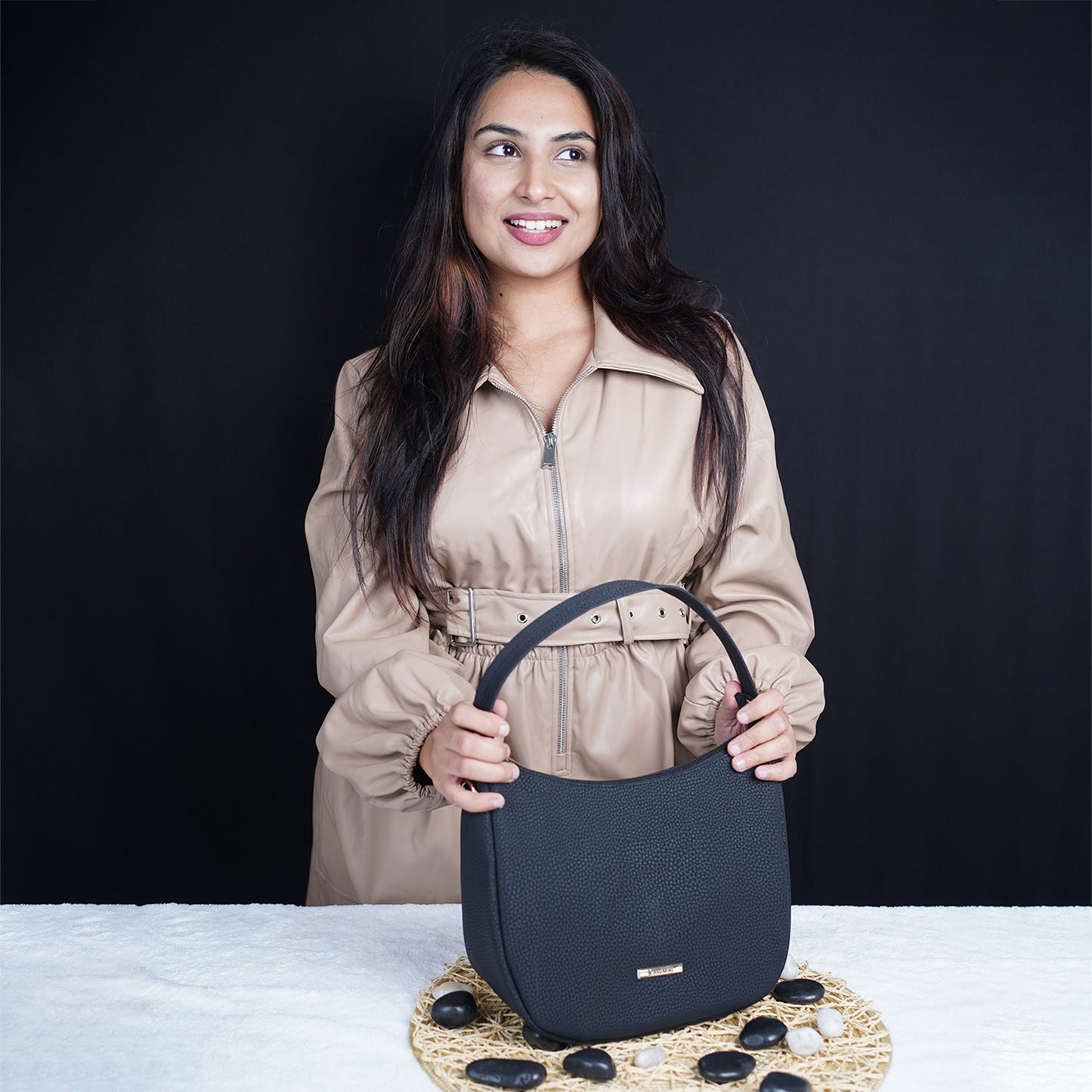 Modern Faux Leather Hobo & Crossbody Bag-Adjustable Strap For Everyday Style-Gray