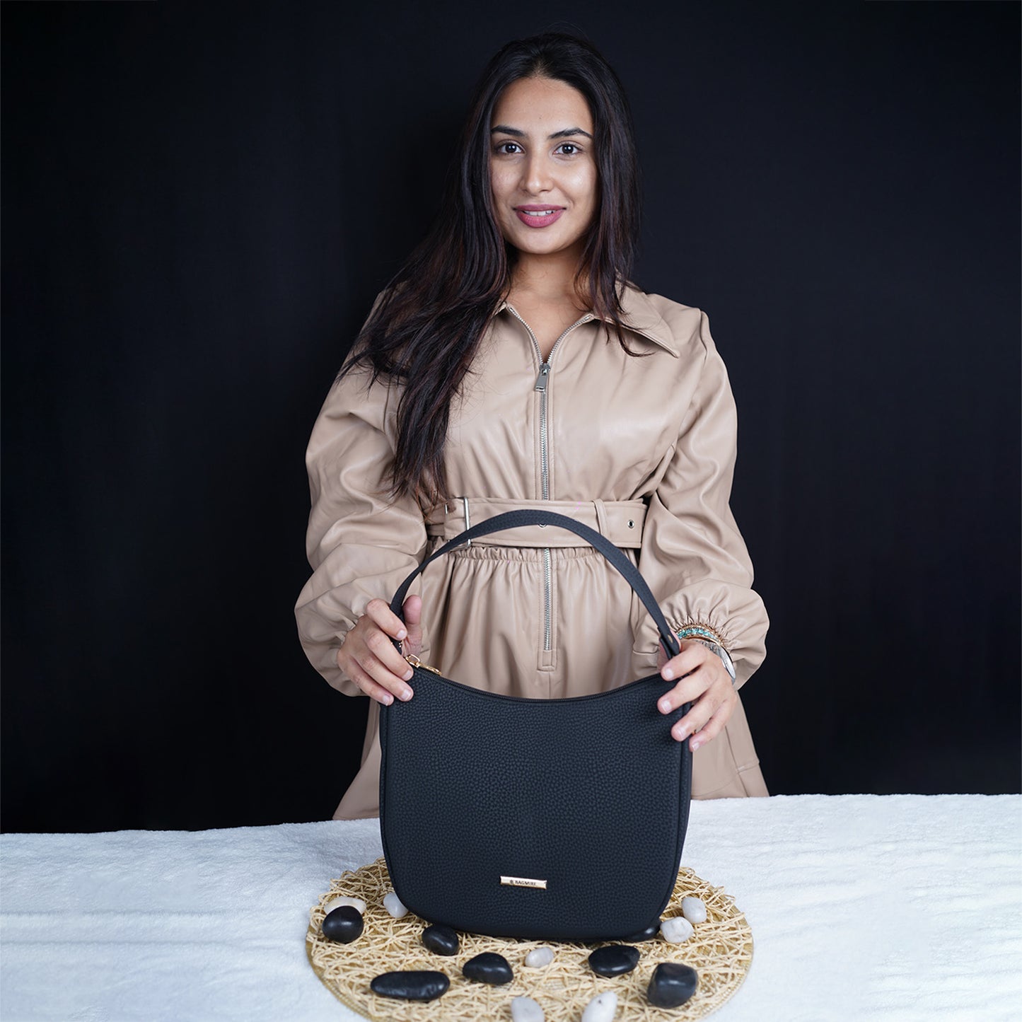 Modern Faux Leather Hobo & Crossbody Bag-Adjustable Strap For Everyday Style-Gray