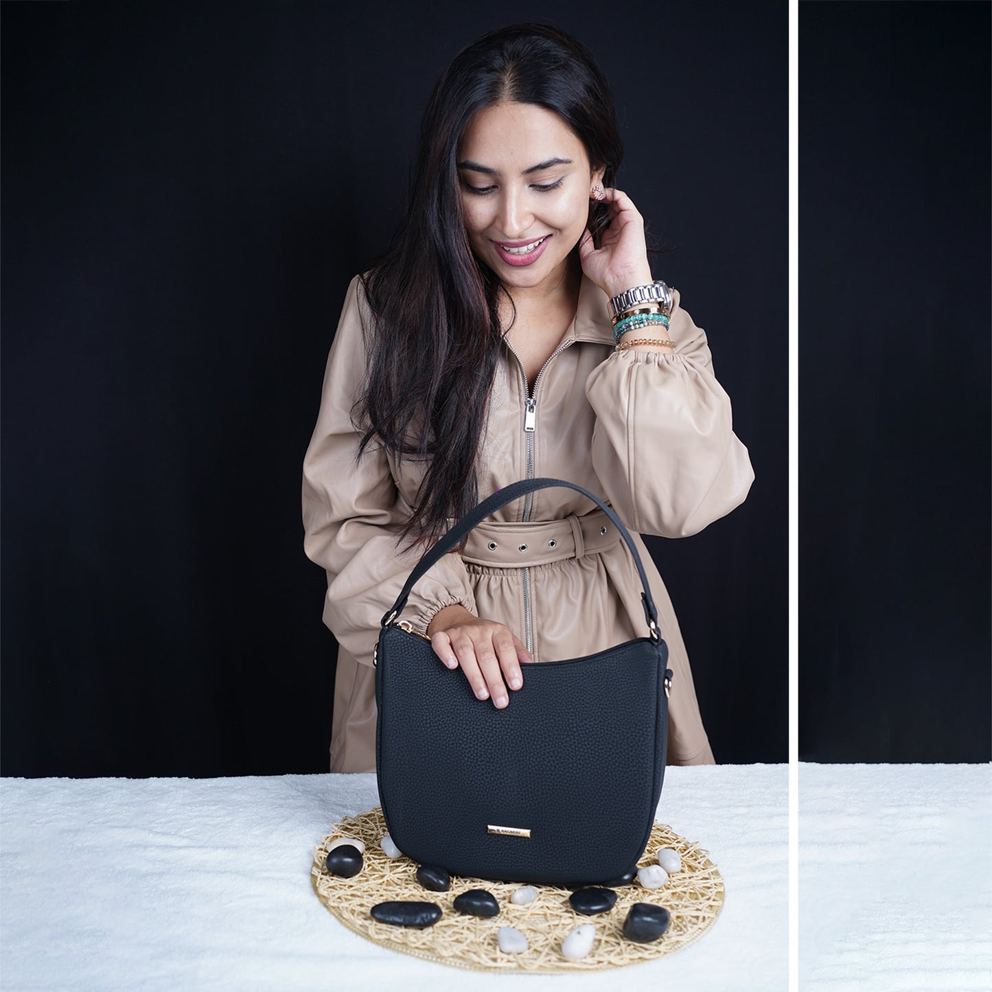 Modern Faux Leather Hobo & Crossbody Bag-Adjustable Strap For Everyday Style-Gray