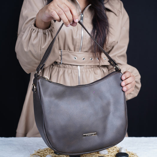 Modern Faux Leather Hobo & Crossbody Bag-Adjustable Strap For Everyday Style-Dark Brown