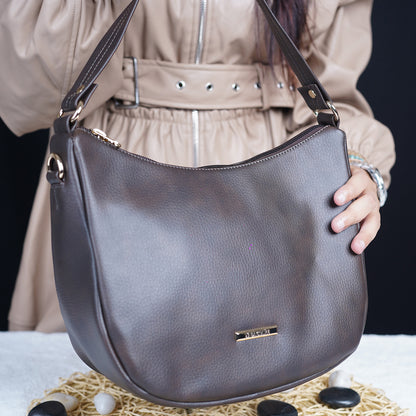 Modern Faux Leather Hobo & Crossbody Bag-Adjustable Strap For Everyday Style-Dark Brown