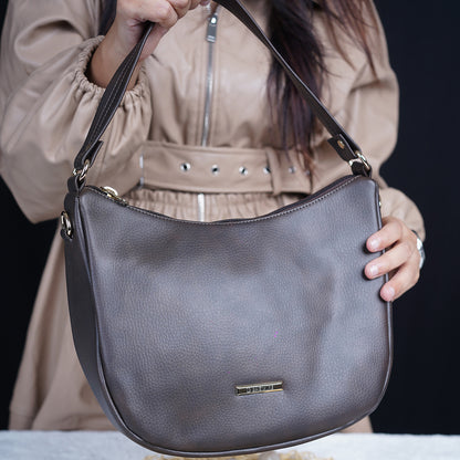 Modern Faux Leather Hobo & Crossbody Bag-Adjustable Strap For Everyday Style-Dark Brown