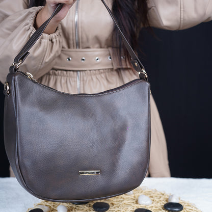 Modern Faux Leather Hobo & Crossbody Bag-Adjustable Strap For Everyday Style-Dark Brown
