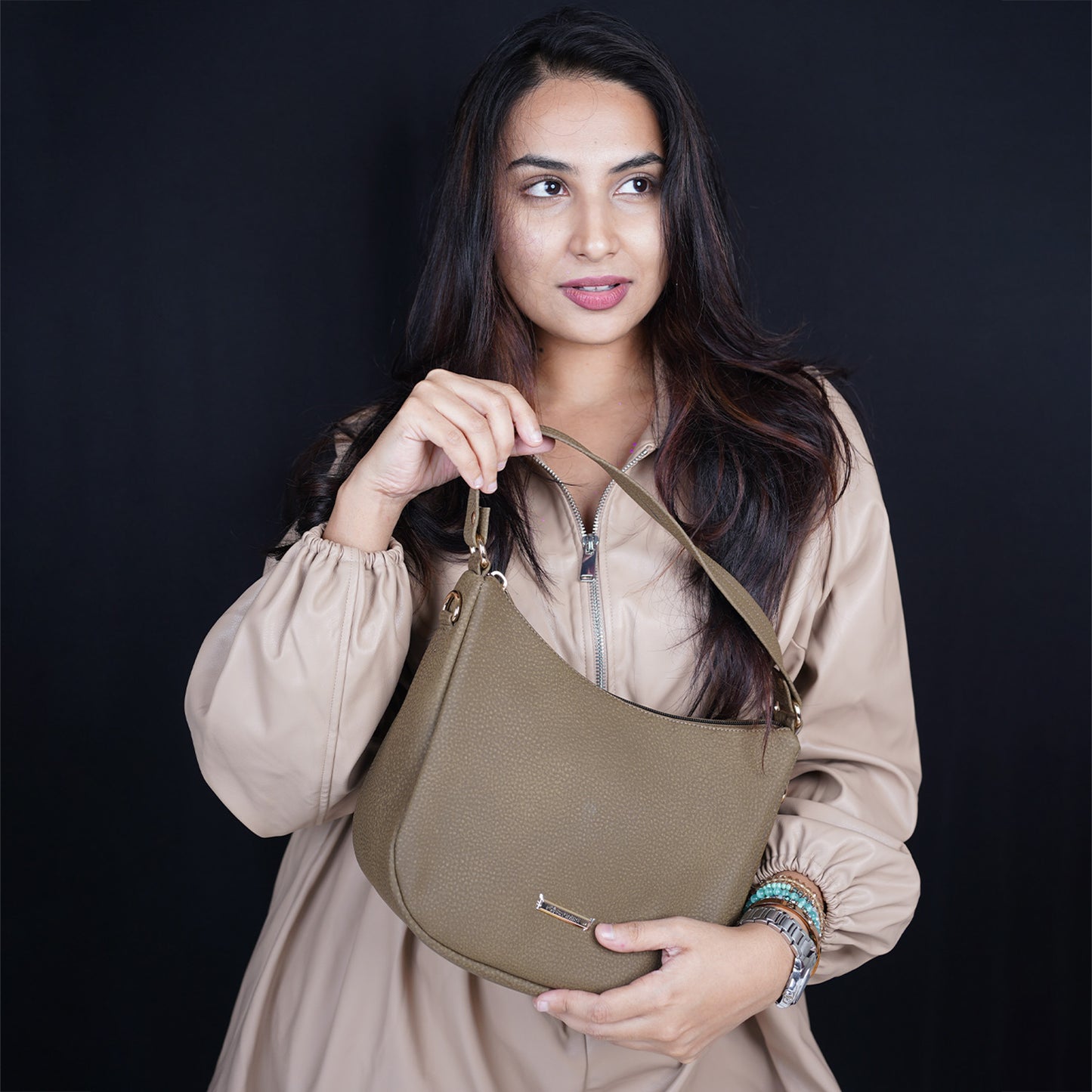 Modern Faux Leather Hobo & Crossbody Bag-Adjustable Strap For Everyday Style-Brownn