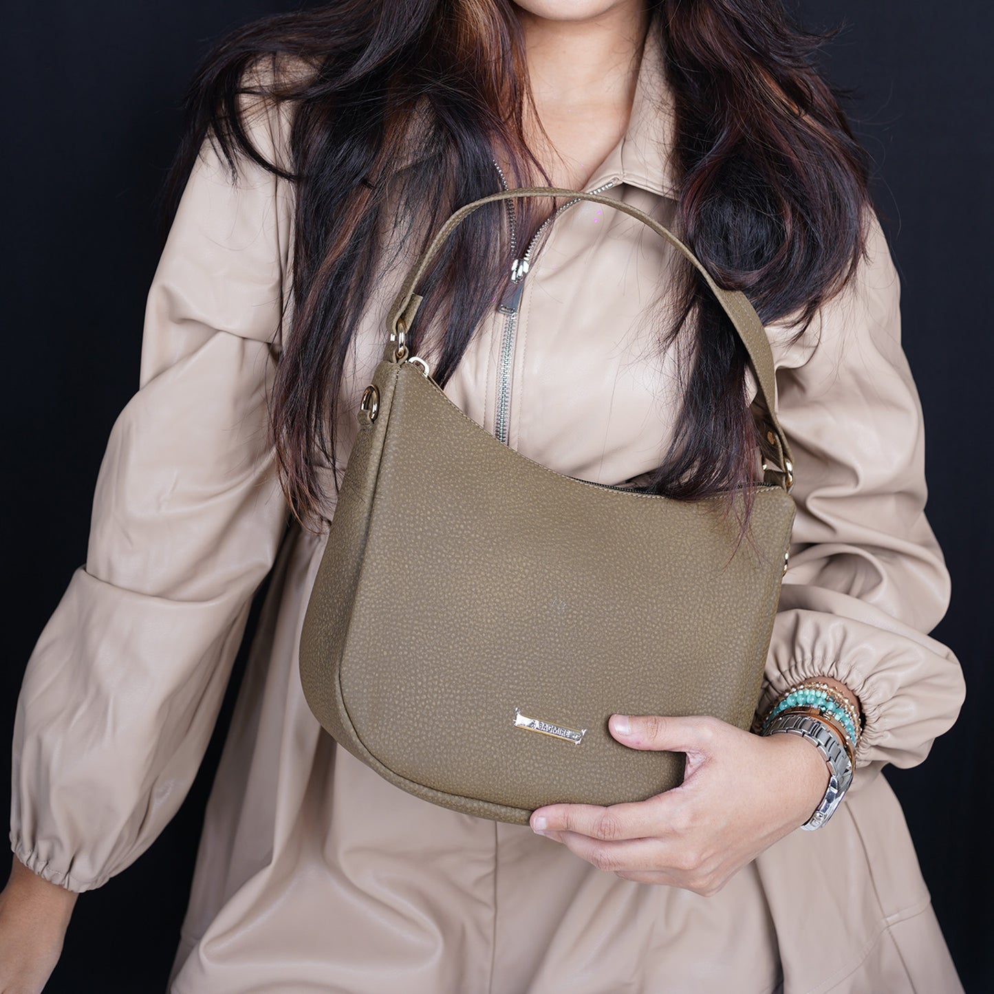 Modern Faux Leather Hobo & Crossbody Bag-Adjustable Strap For Everyday Style-Brownn