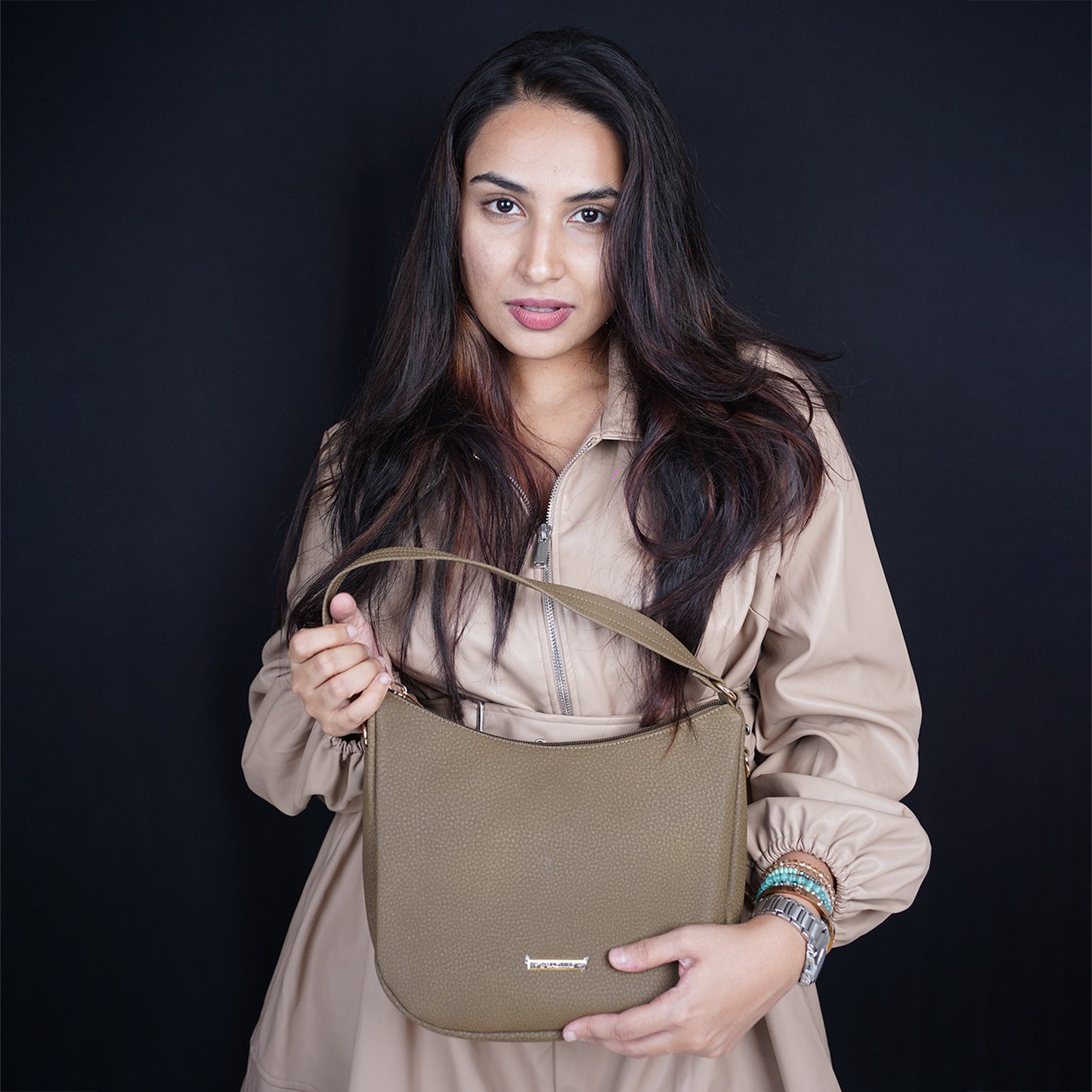Modern Faux Leather Hobo & Crossbody Bag-Adjustable Strap For Everyday Style-Brownn