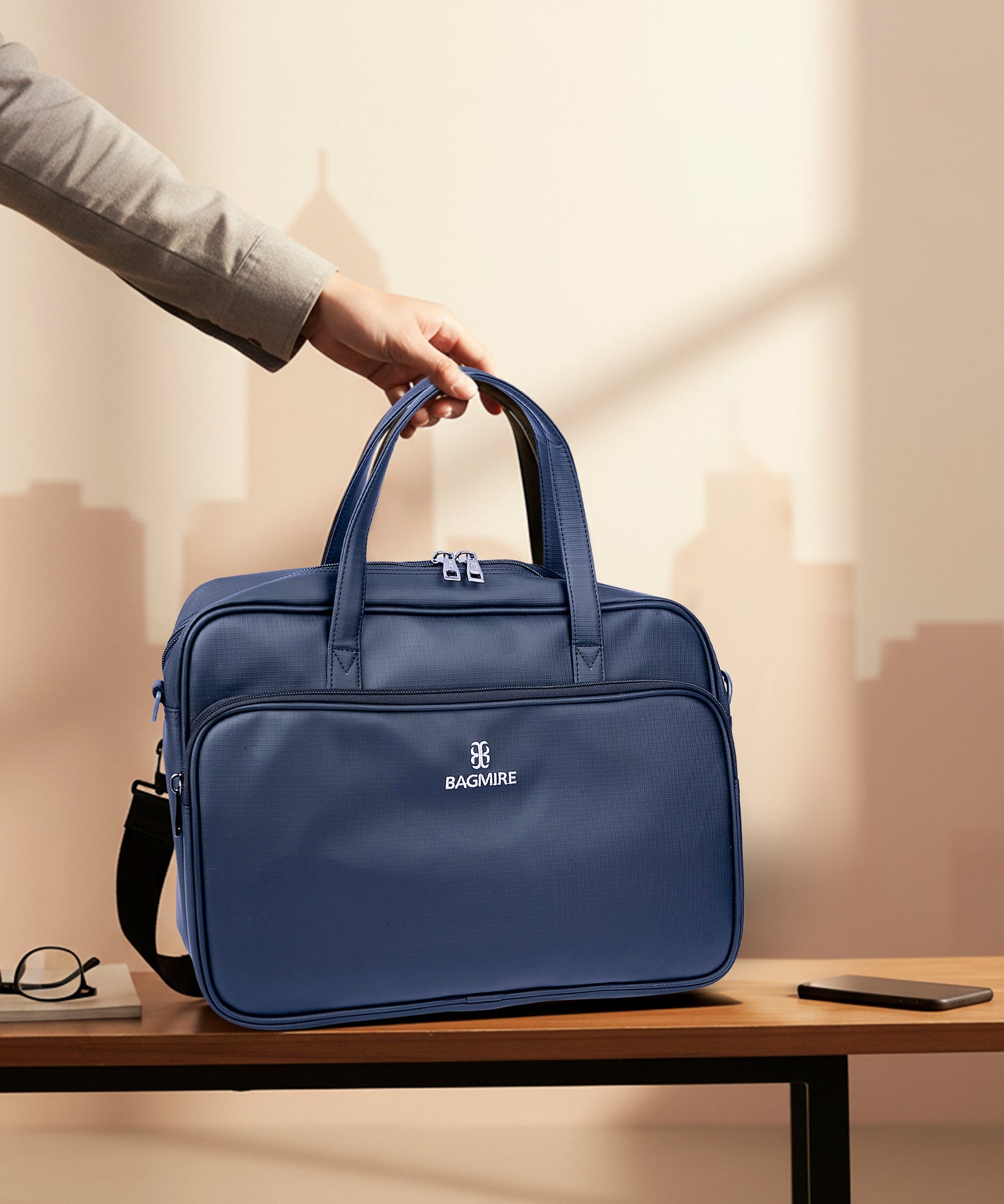 Bagmire Stylish 15" PU Laptop Shoulder Bag- Modern & Durable Messenger Briefcase For Work & Travel