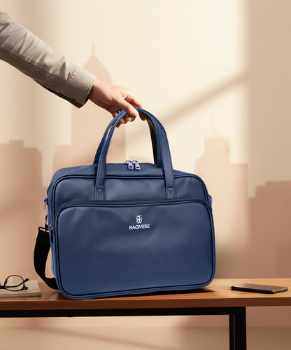 Bagmire Stylish 15" PU Laptop Shoulder Bag- Modern & Durable Messenger Briefcase For Work & Travel
