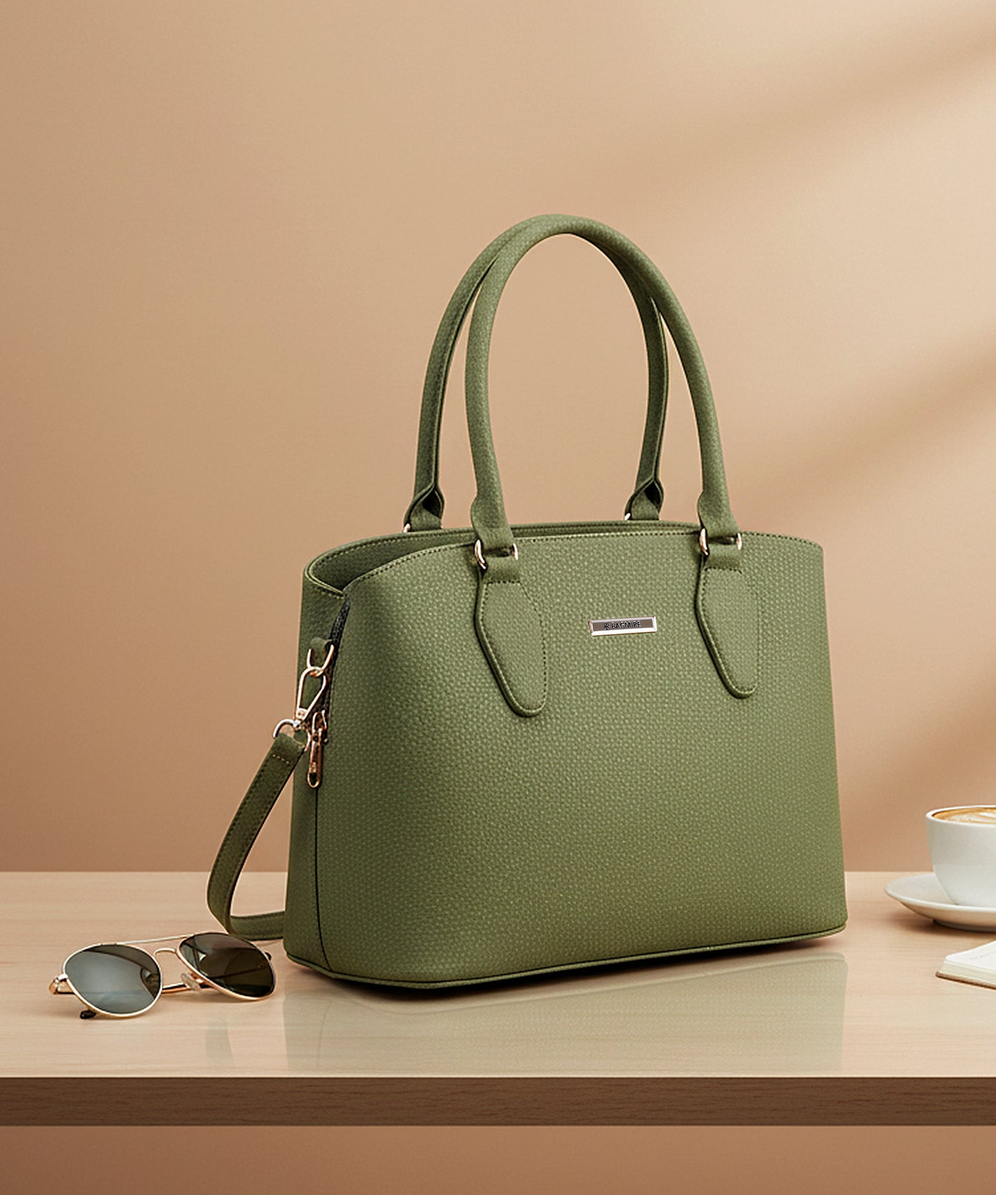 Bagmire Elegant Green Women's Handbag - Stylish PU Leather Shoulder Bag & Tote for Daily Use