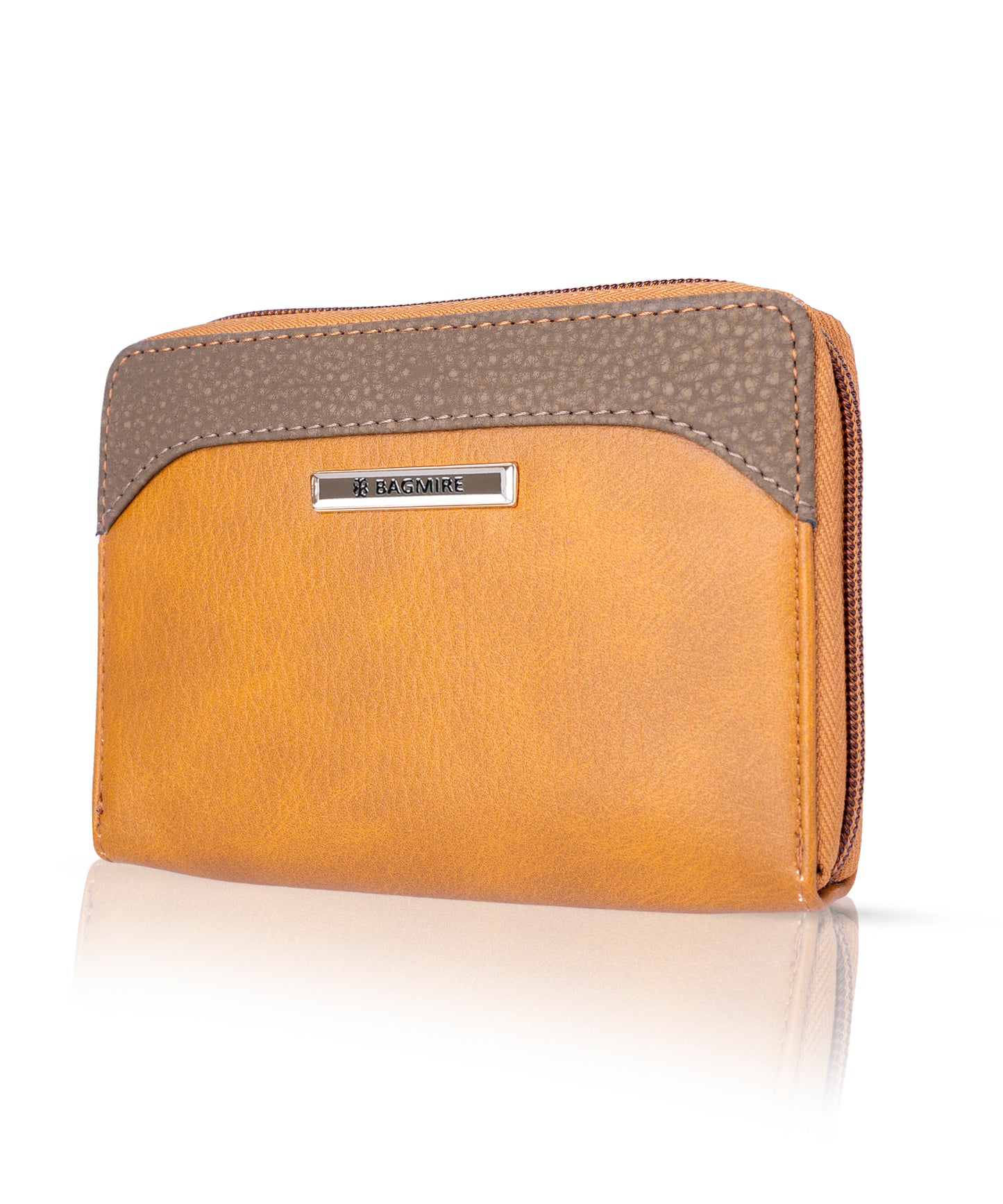 Bagmire Compact Two-Tone PU Leather Zip Wallet - Essential Card & Coin Organizer for Ladies