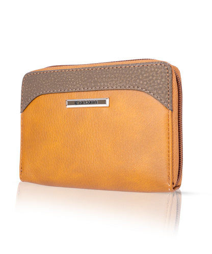 Bagmire Compact Two-Tone PU Leather Zip Wallet - Essential Card & Coin Organizer for Ladies