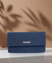 Bagmire Navy Blue Women's Clutch Wallet with Detachable Strap - Stylish PU Leather Crossbody Purse