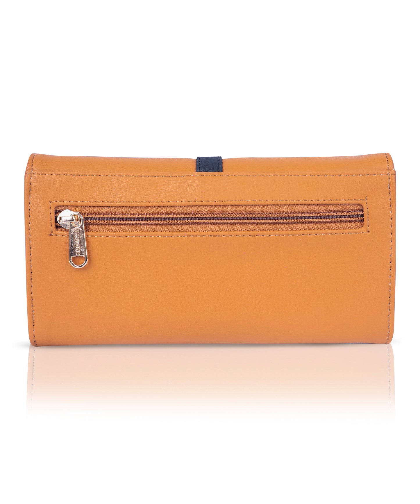 Bagmire Multi-Card Slot PU Leather Ladies' Wallet - Tan & Navy Bifold Organizer with Snap Closure