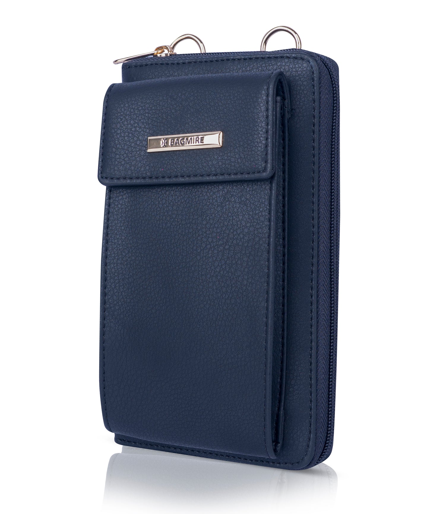 Bagmire Compact Navy Blue Phone Wallet - Multi-Pocket PU Leather Mini Crossbody for Women