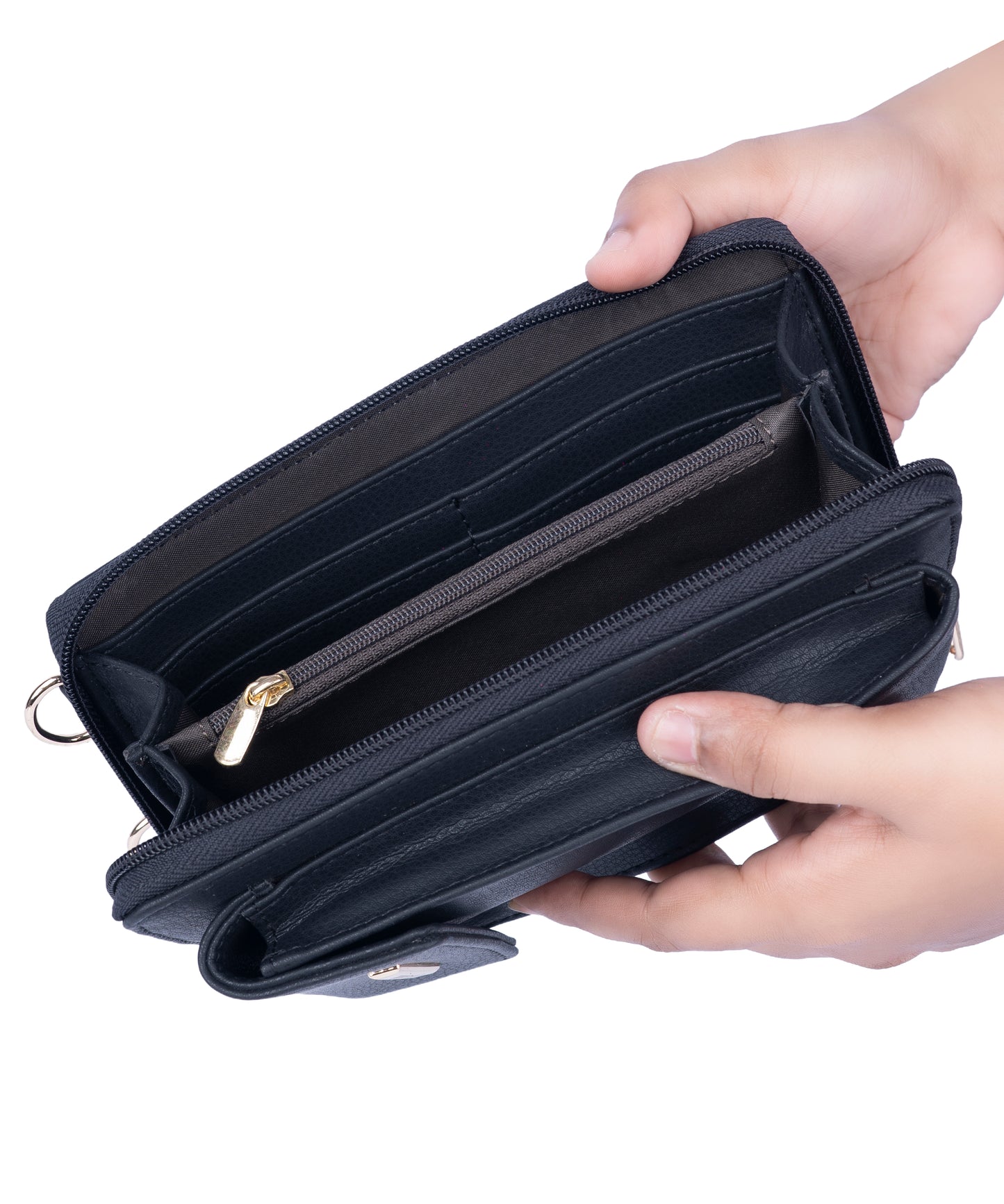 Bagmire Compact Navy Blue Phone Wallet - Multi-Pocket PU Leather Mini Crossbody for Women