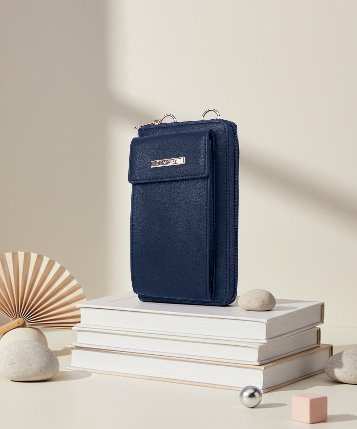 Bagmire Compact Navy Blue Phone Wallet - Multi-Pocket PU Leather Mini Crossbody for Women