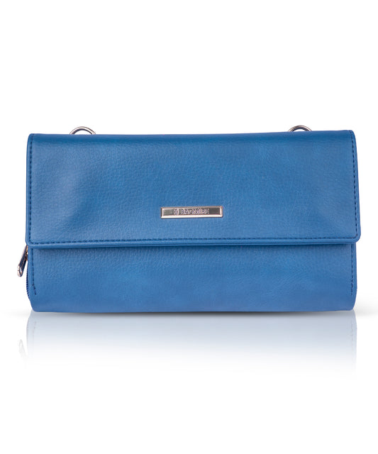 Bagmire Stylish Blue Women's Crossbody Wallet - PU Leather Clutch Purse with Detachable Strap