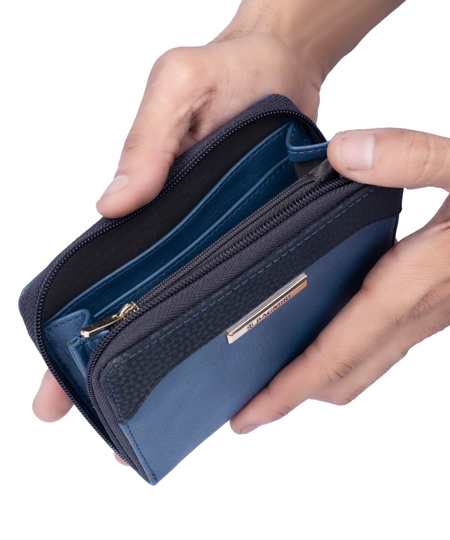 Bagmire Compact Two-Tone PU Leather Zip Wallet - Essential Card & Coin Organizer for Ladies