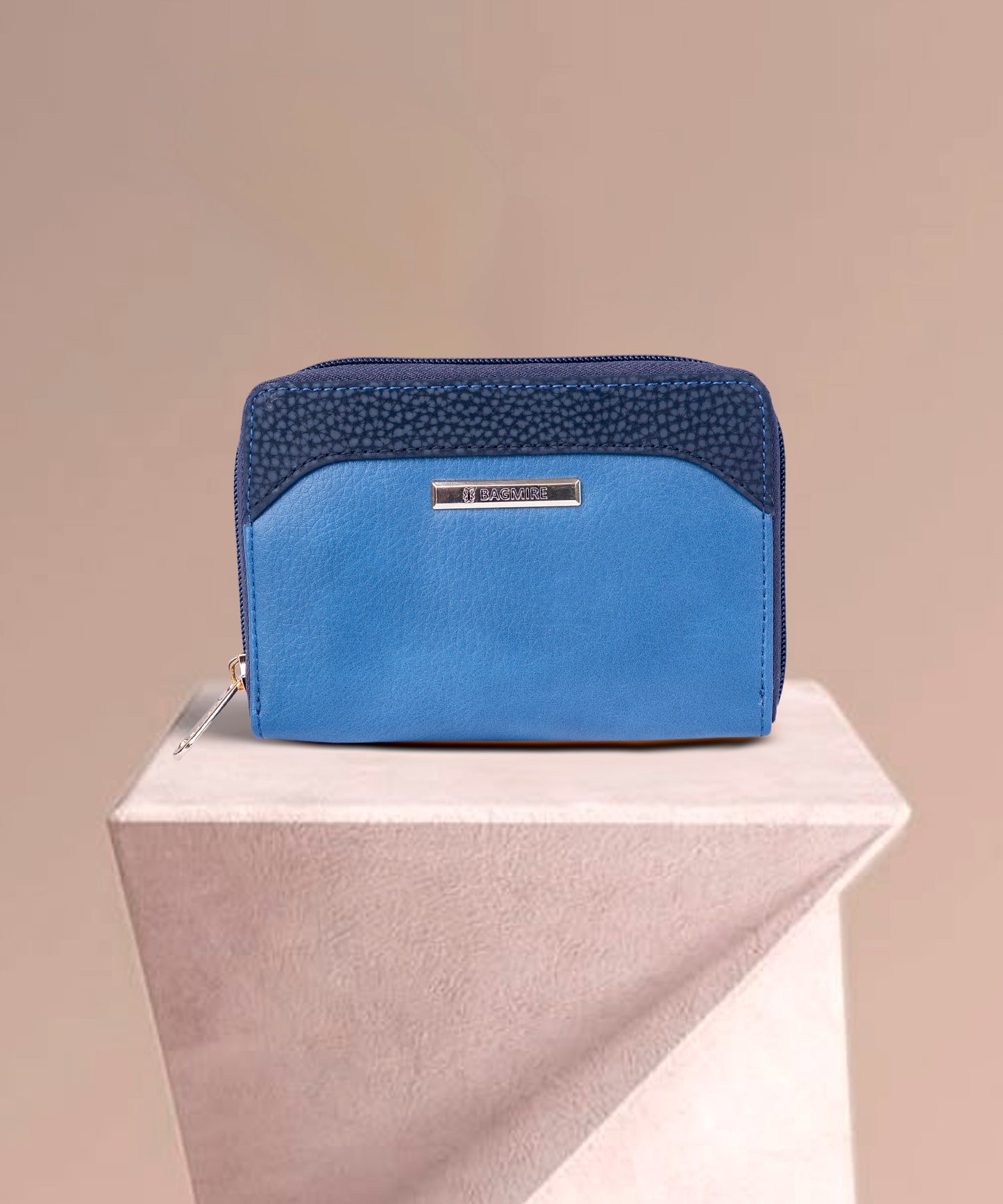 Bagmire Compact Two-Tone PU Leather Zip Wallet - Essential Card & Coin Organizer for Ladies