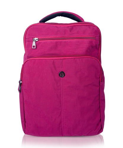 BAGMIRE Fuchsia Pink Nylon Backpack – Lightweight Travel, College & Office Bag for Women & Girls