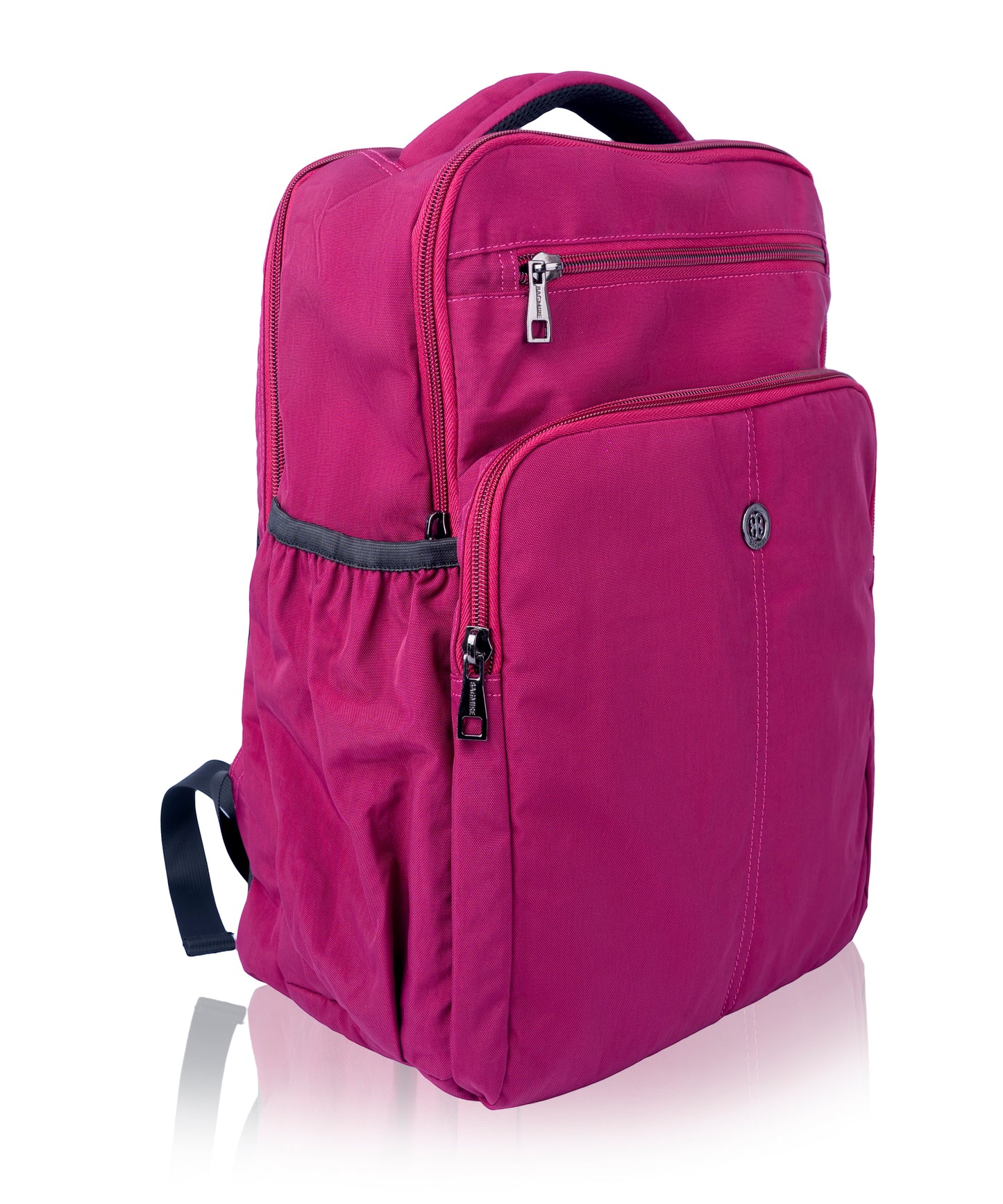 BAGMIRE Fuchsia Pink Nylon Backpack – Lightweight Travel, College & Office Bag for Women & Girls