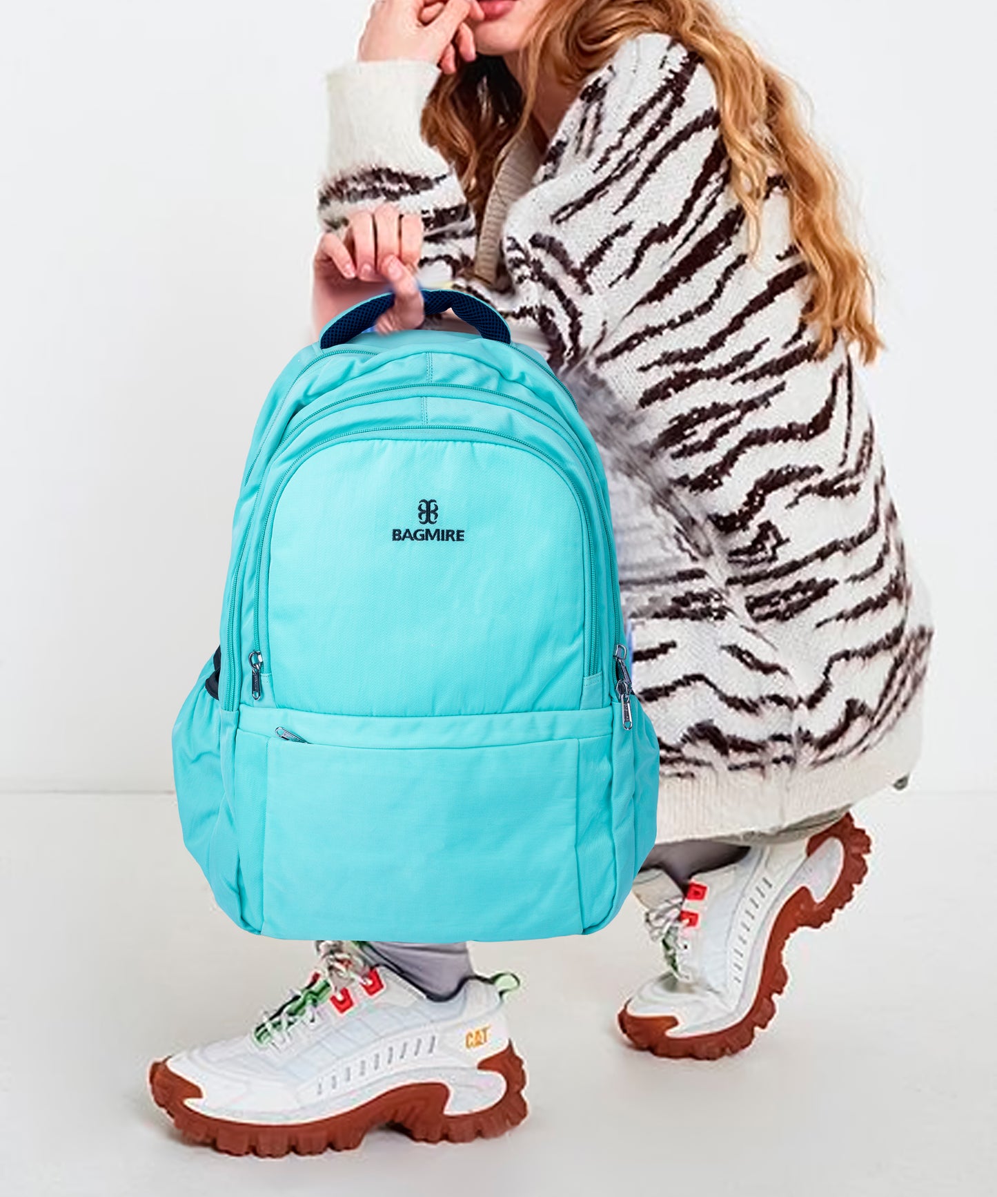 Bagmire Mint Green Waterproof Laptop Backpack | Stylish Aqua Blue Daypack for College & Travel