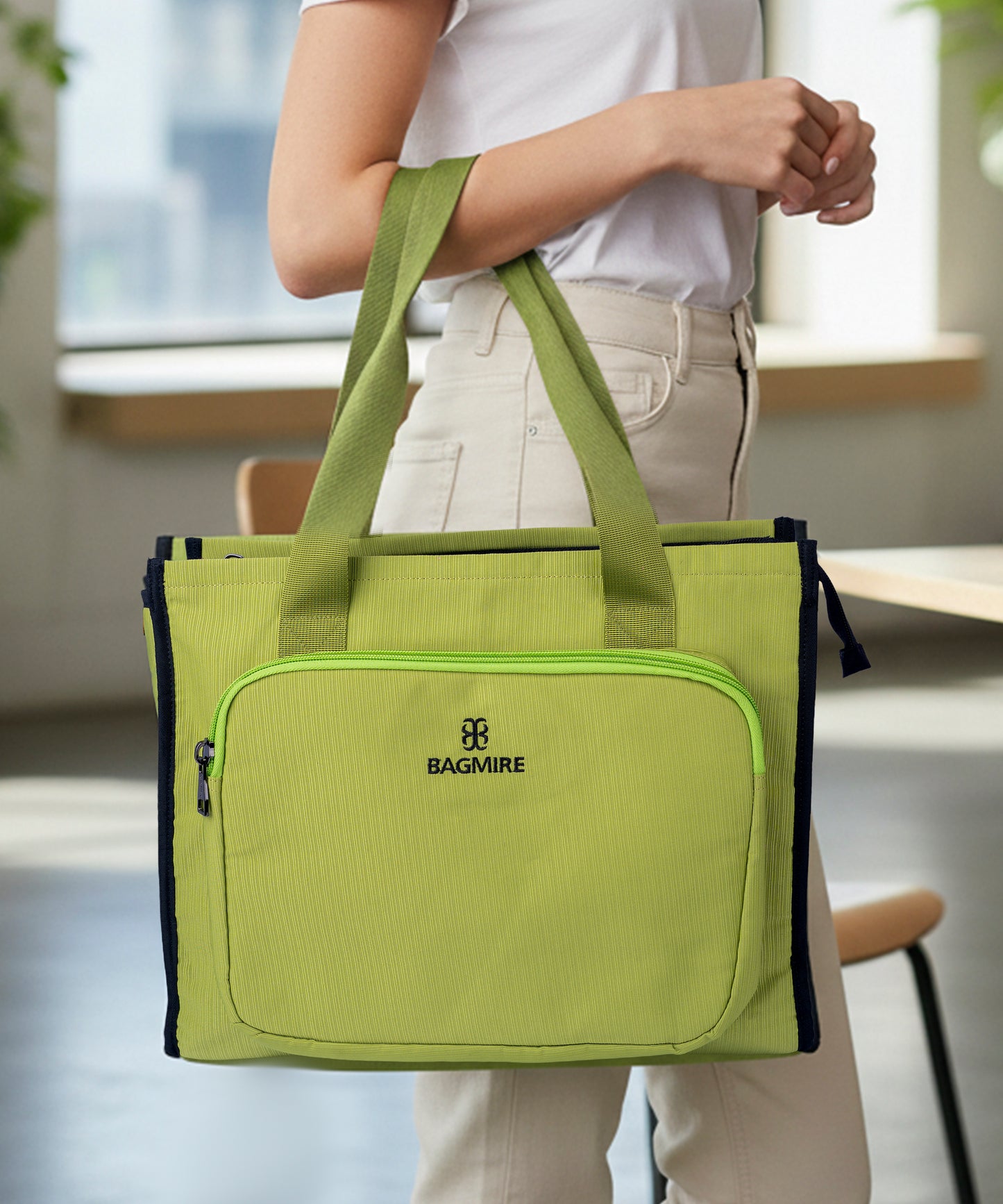 Bagmire Olive Green Waterproof Tote Bag | Stylish Reusable Shopping & Daily Carry Bag