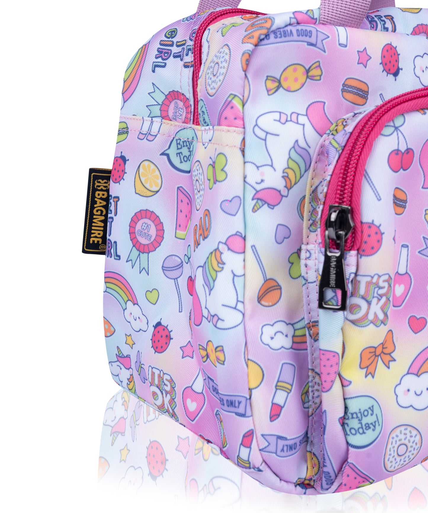 Bagmire Insulated Lunch Bag for Girls - Unicorn & Rainbow Print, Waterproof, Double Compartment, Silver Foil Lining - Made in India