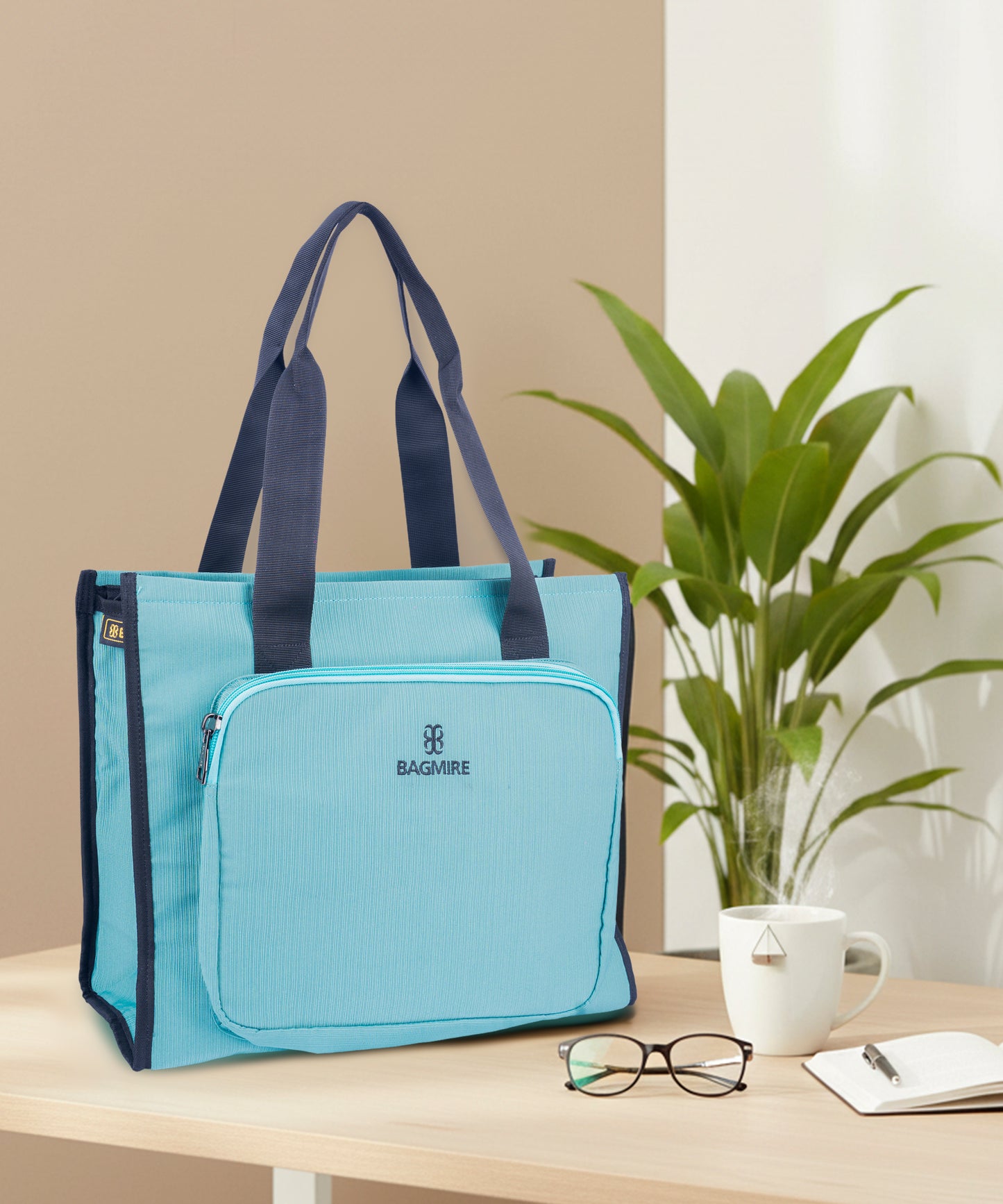 Lightweight Teal Carryall Tote with Zipper Pocket – Bagmire Durable & Waterproof Shoulder Bag