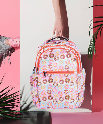 Girls' Donut Print Backpack 18 Inch - Cute, Lightweight, Waterproof School Bag Bagmire