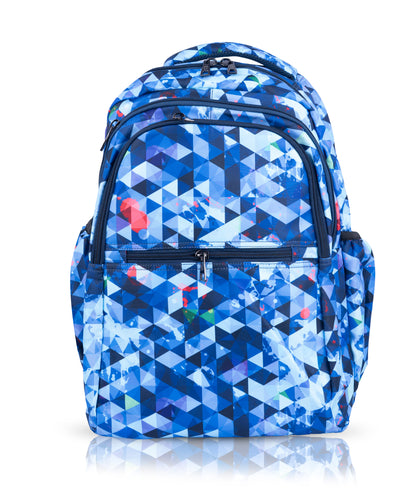 18" Geometric Print Backpack - Waterproof, Durable Nylon for School Kids | Bagmire Triangle Pattern
