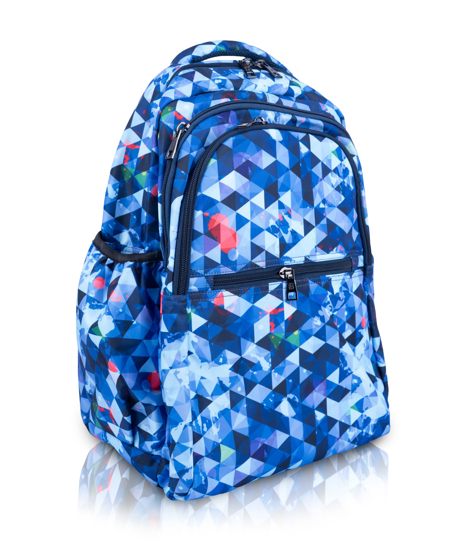 18" Geometric Print Backpack - Waterproof, Durable Nylon for School Kids | Bagmire Triangle Pattern
