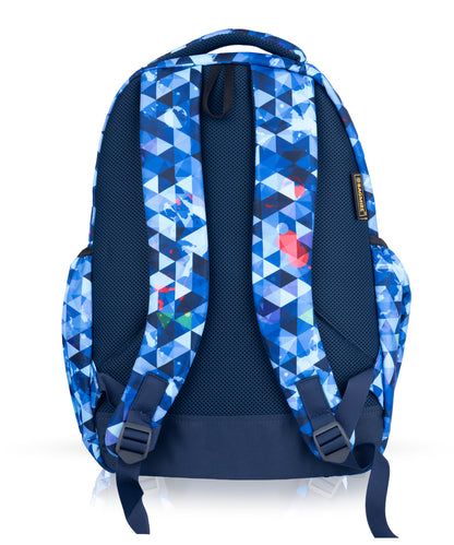 18" Geometric Print Backpack - Waterproof, Durable Nylon for School Kids | Bagmire Triangle Pattern