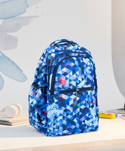 18" Geometric Print Backpack - Waterproof, Durable Nylon for School Kids | Bagmire Triangle Pattern