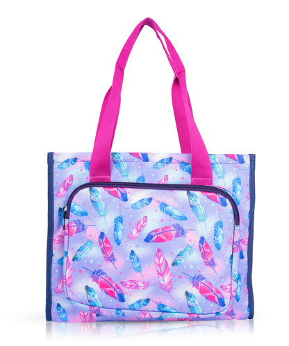 Feather Print Tote Bag - Waterproof, Art/Drawing Supply Carrier for Girls & Women Bagmire