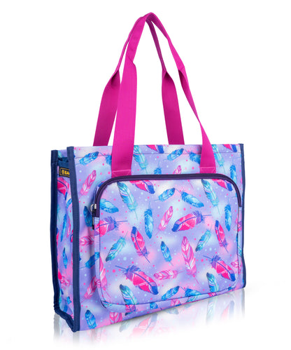 Feather Print Tote Bag - Waterproof, Art/Drawing Supply Carrier for Girls & Women Bagmire