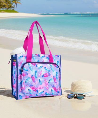Feather Print Tote Bag - Waterproof, Art/Drawing Supply Carrier for Girls & Women Bagmire