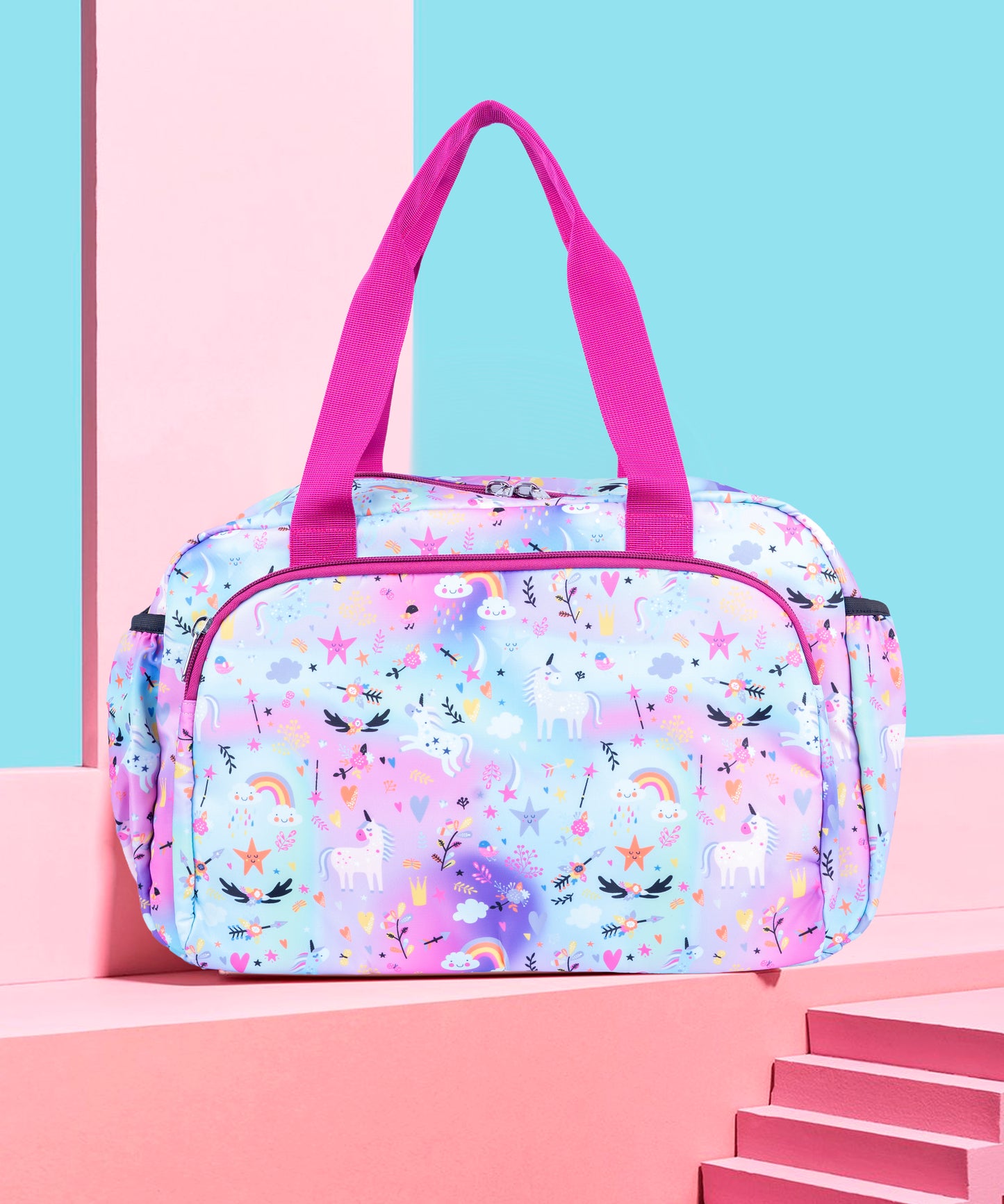 Unicorn Print Travel Duffle Bag - Waterproof, Spacious Shoe & Gym Bag for Girls | Bagmire