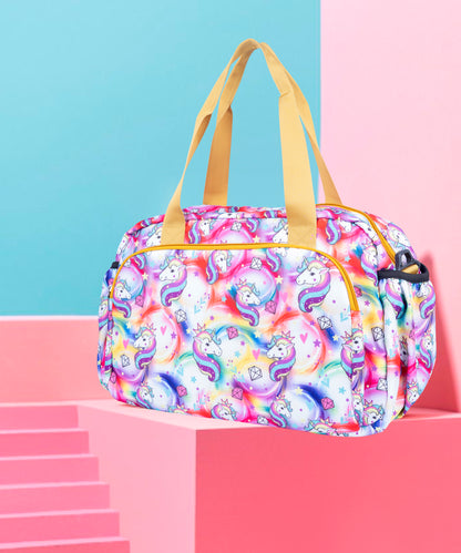 Waterproof Lightweight Duffle Bag for Girls - Bagmire Unicorn Print Travel & Picnic Shoulder Bag